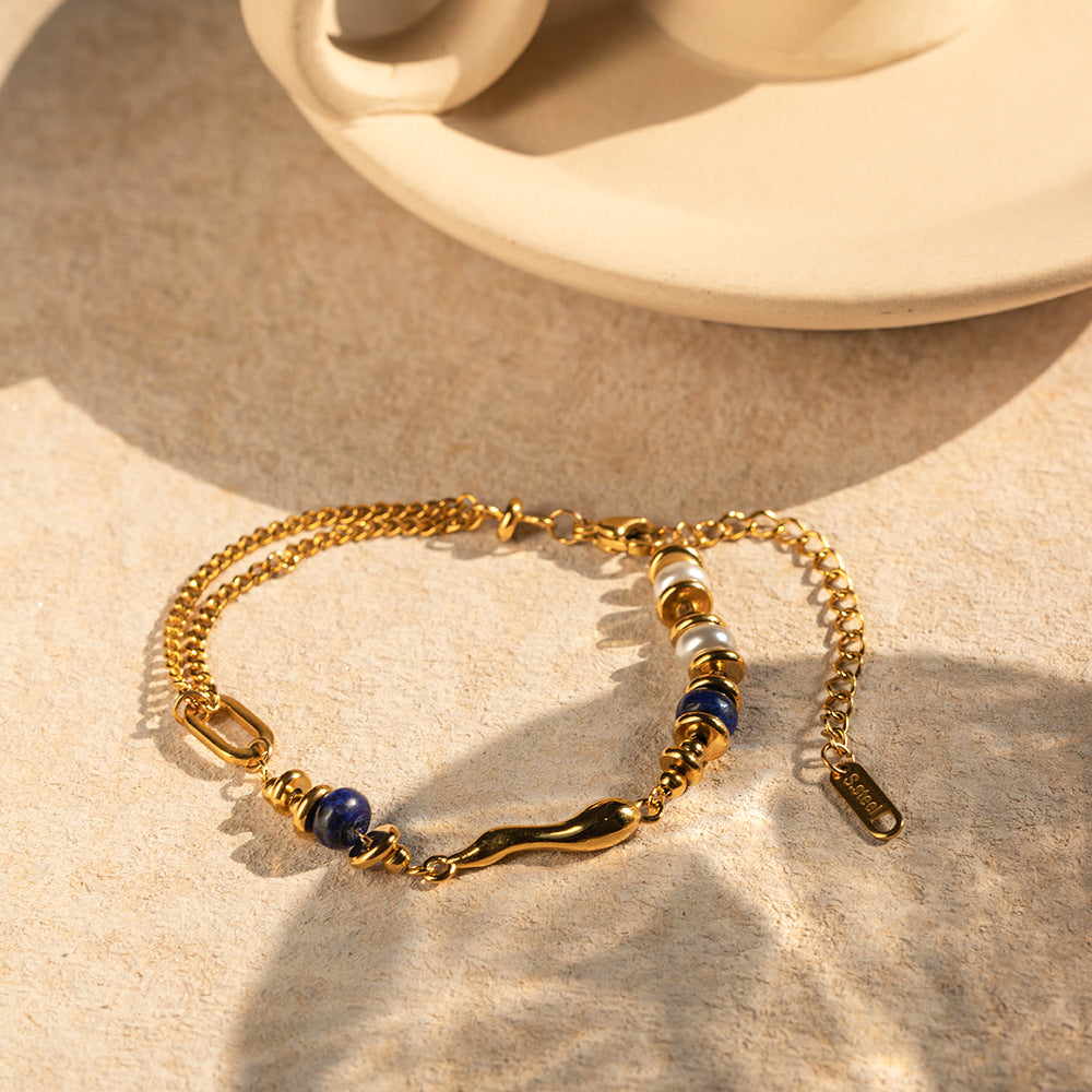 18k pearl lapis lazuli drop bracelet