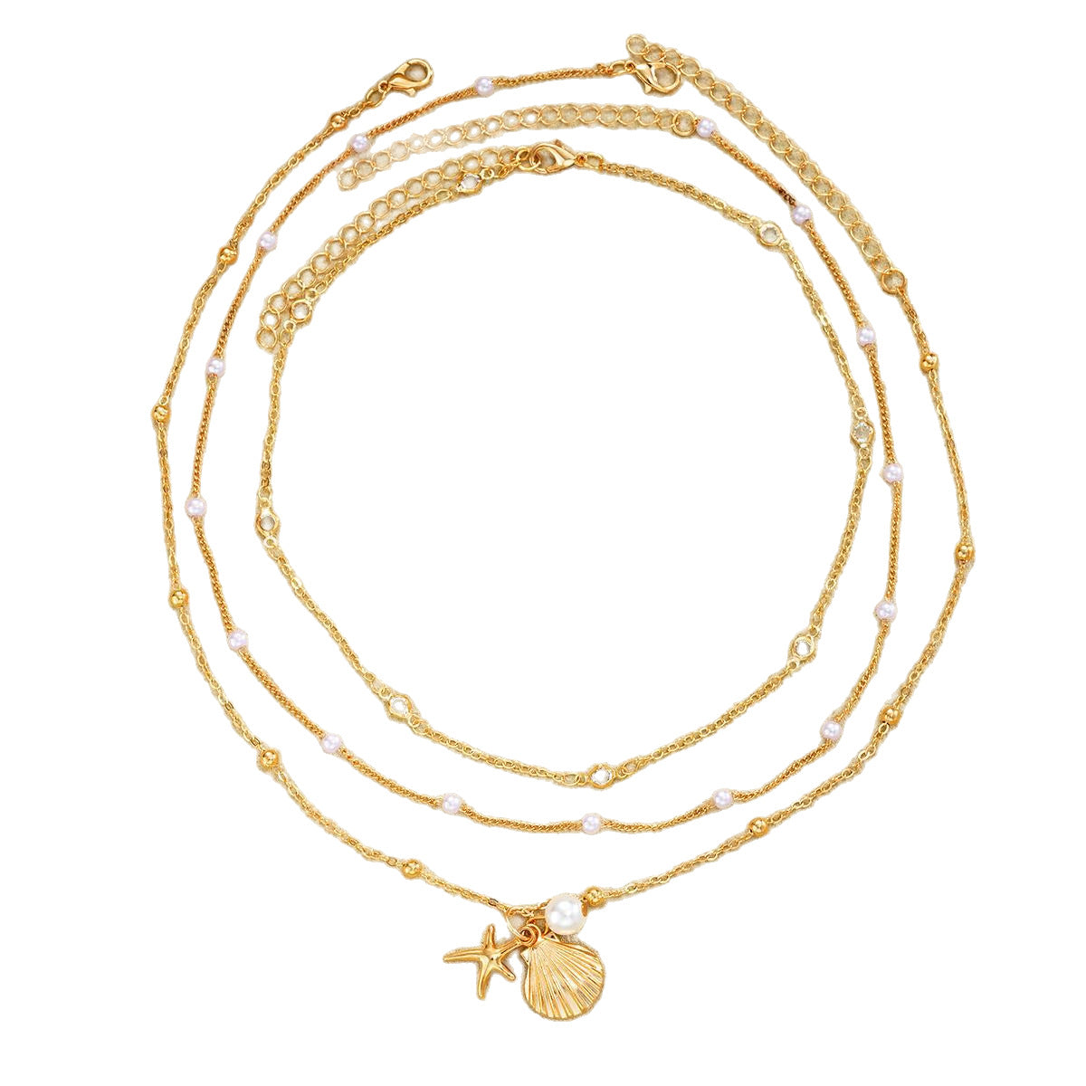 Gold-Plated Shell & Pearl Necklace
