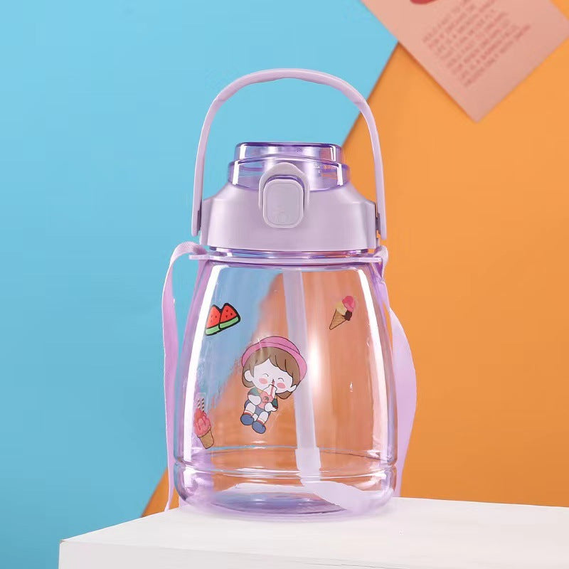 Botella de paja de plástico portátil