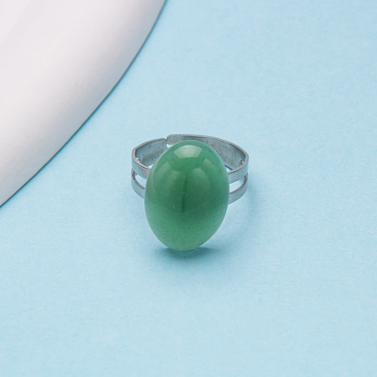 Anel ajustável oval de cristal