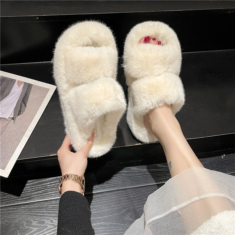 Warm home one-word cotton slippers