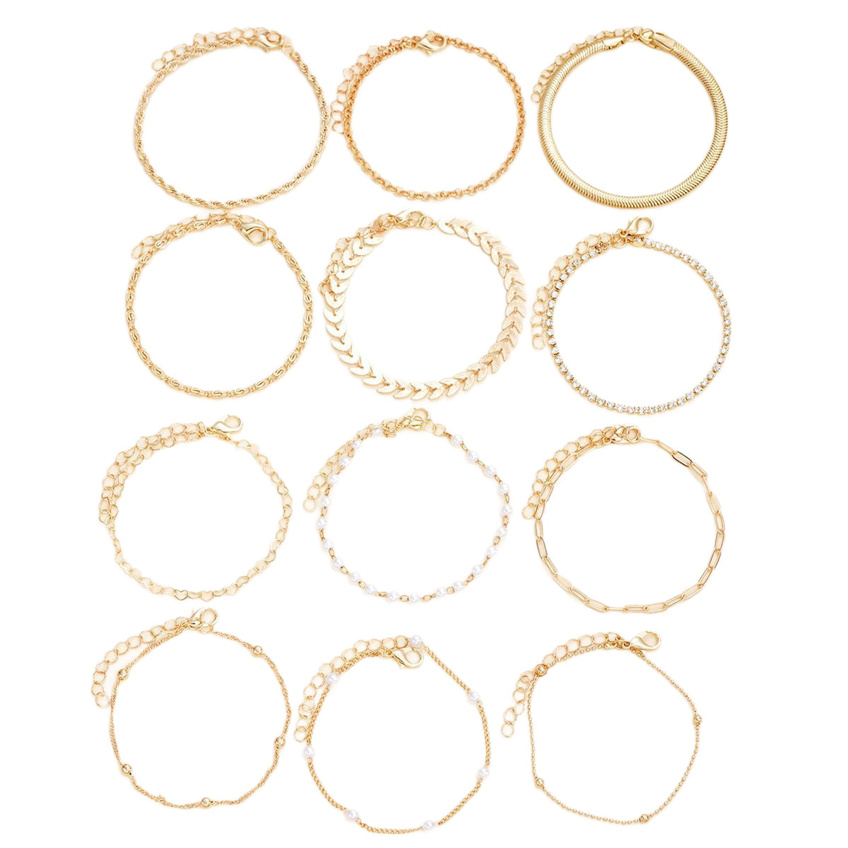 12-Piece Alloy Bracelet Set