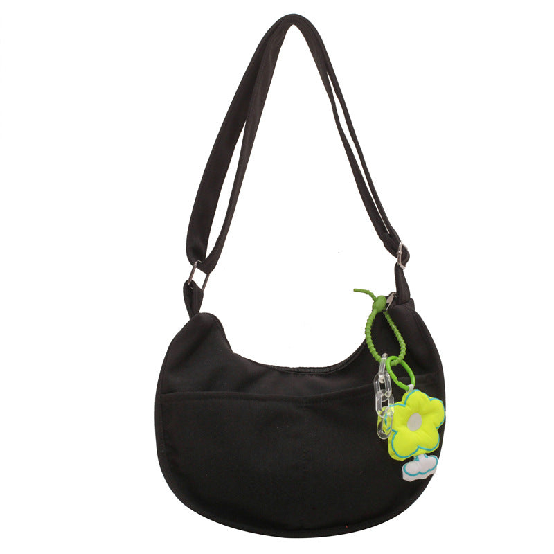 Solid color canvas small yellow flower messenger bag