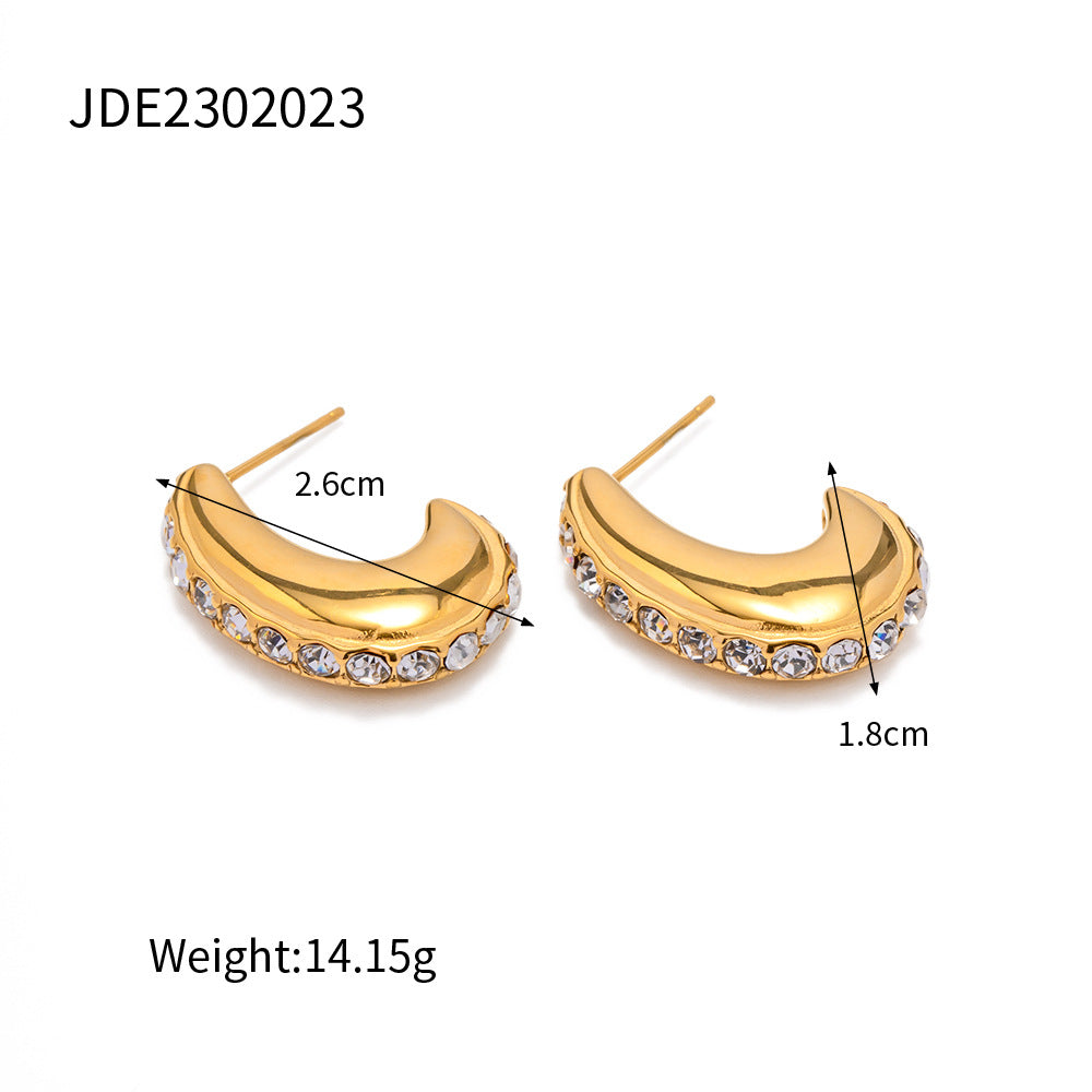 Gold and diamond stainless steel earrings