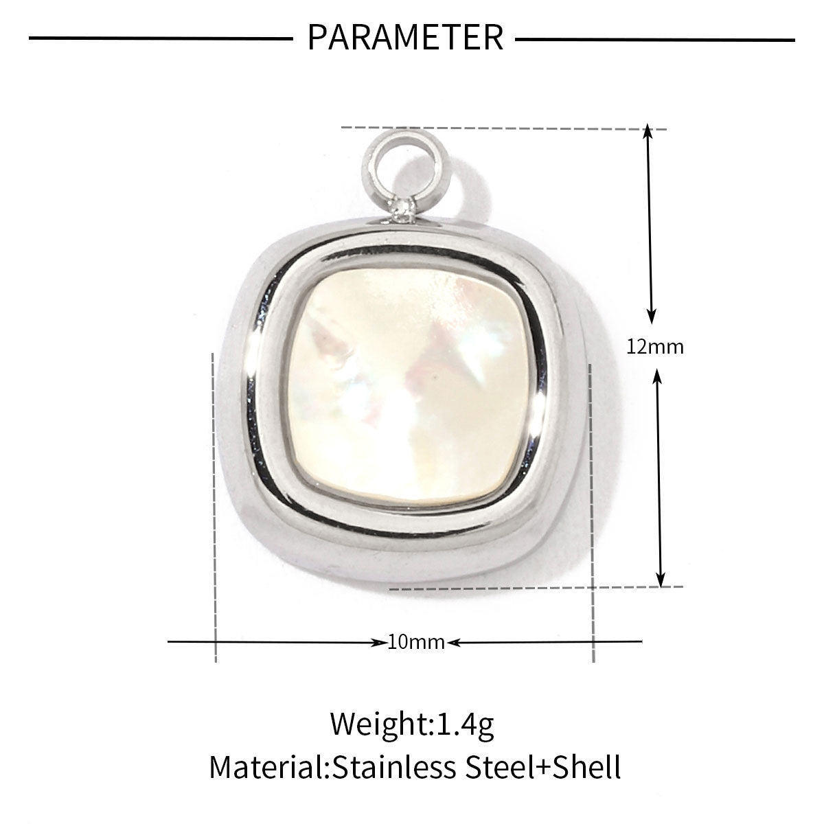 Peach heart round shell titanium steel necklace pendant