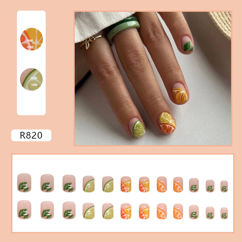 Short Square Lemon Fake Nails
