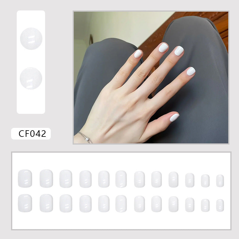 White Short Square Nail Stickers