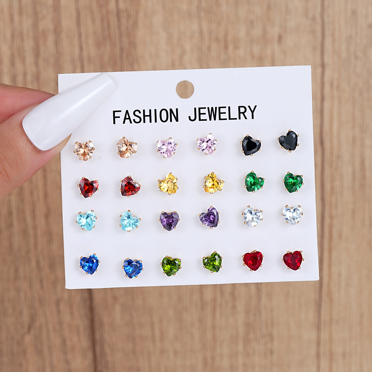 Colorful Zircon Stud Earring Set