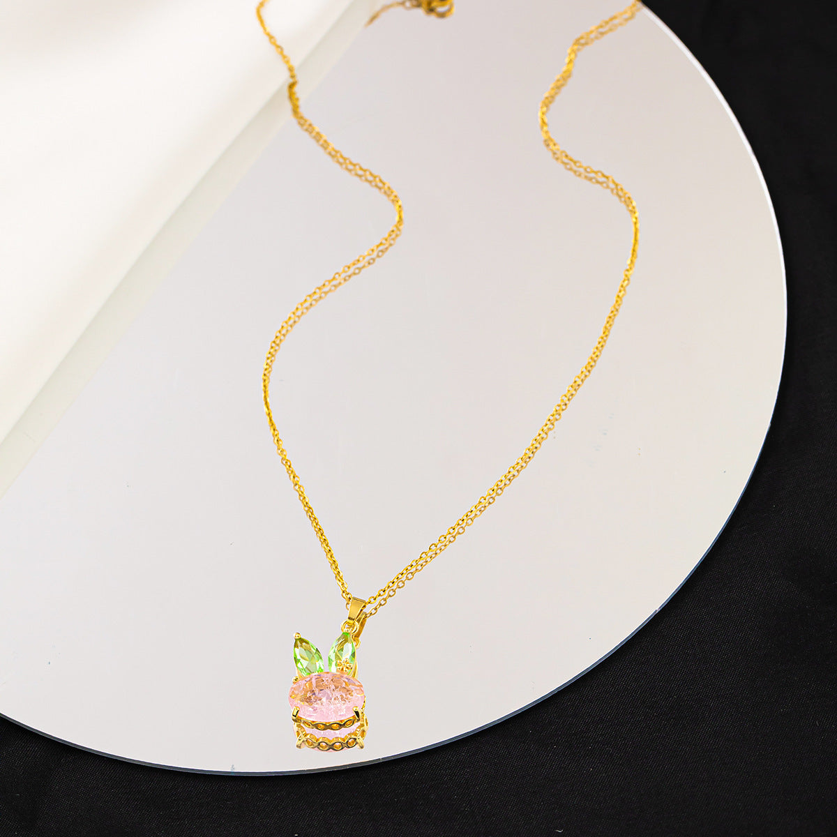 Colorful zircon rabbit necklace