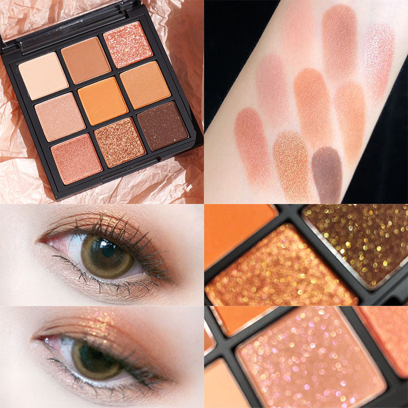 Paleta de sombras de ojos acrílicas transparentes de nueve colores