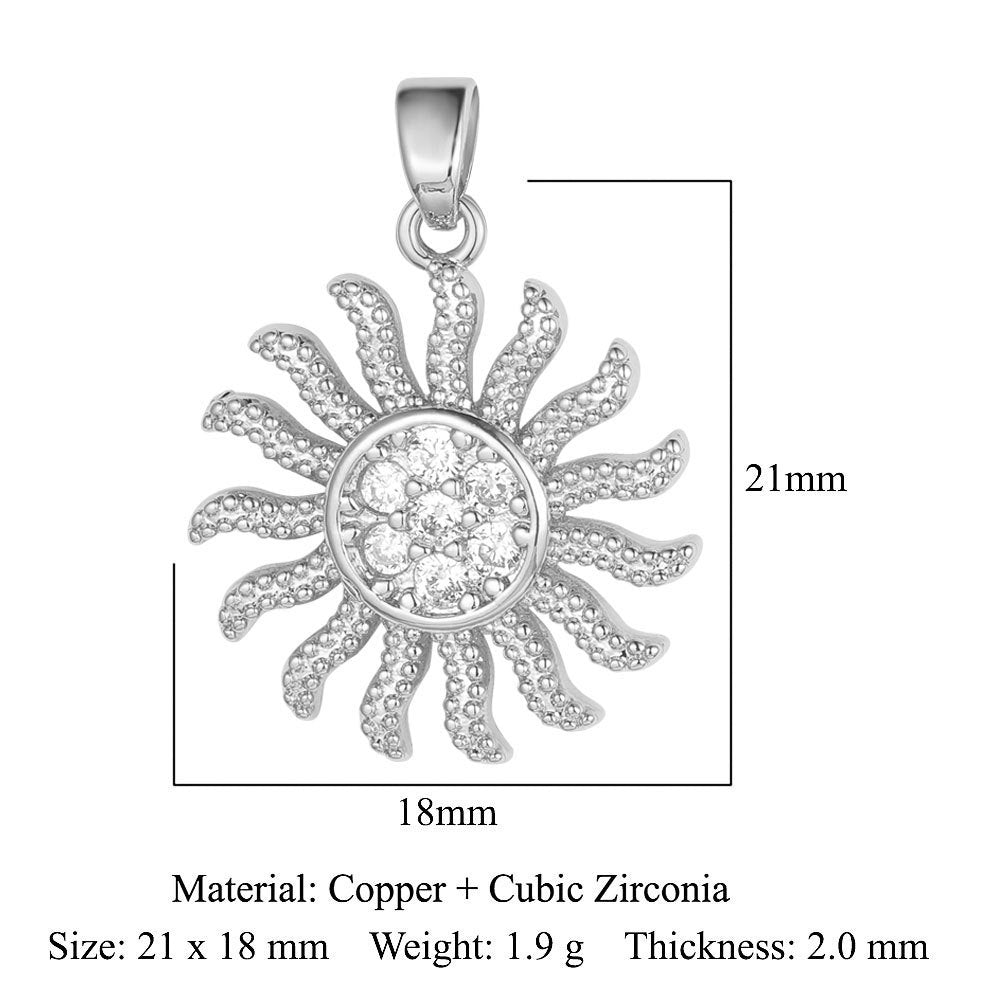 Palm flower sun color zirconium copper pendant