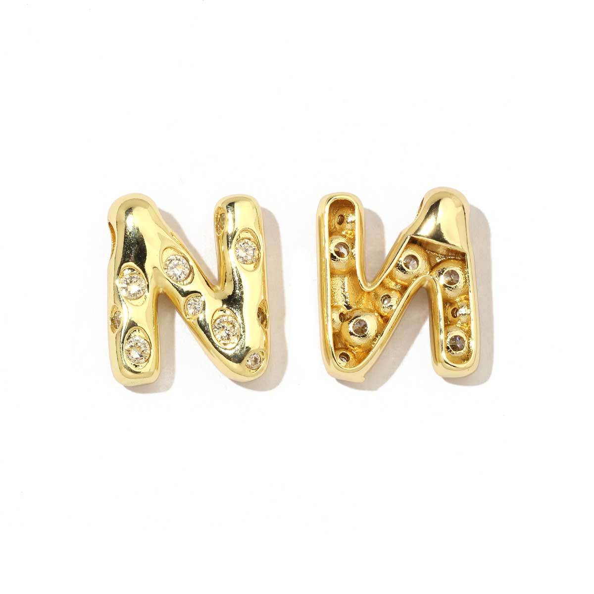 18K real gold copper inlaid zircon 26 letter pendant.