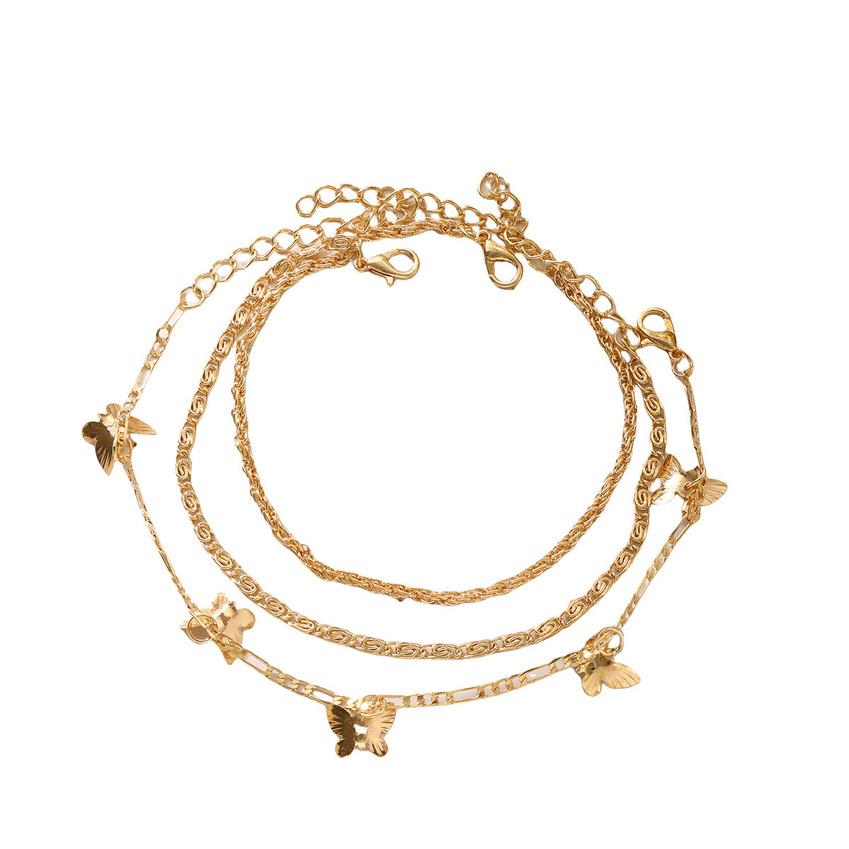 Butterfly Thick Chain Anklet Set (3pc)