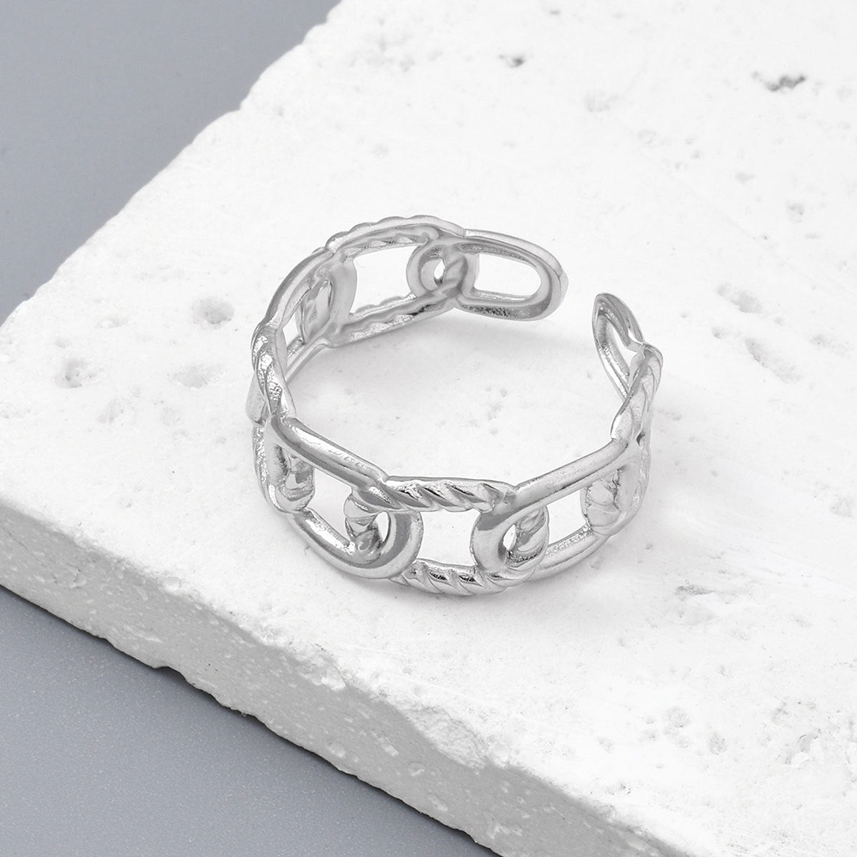 Star Snake Titanium Steel Ladies Ring Adjustable
