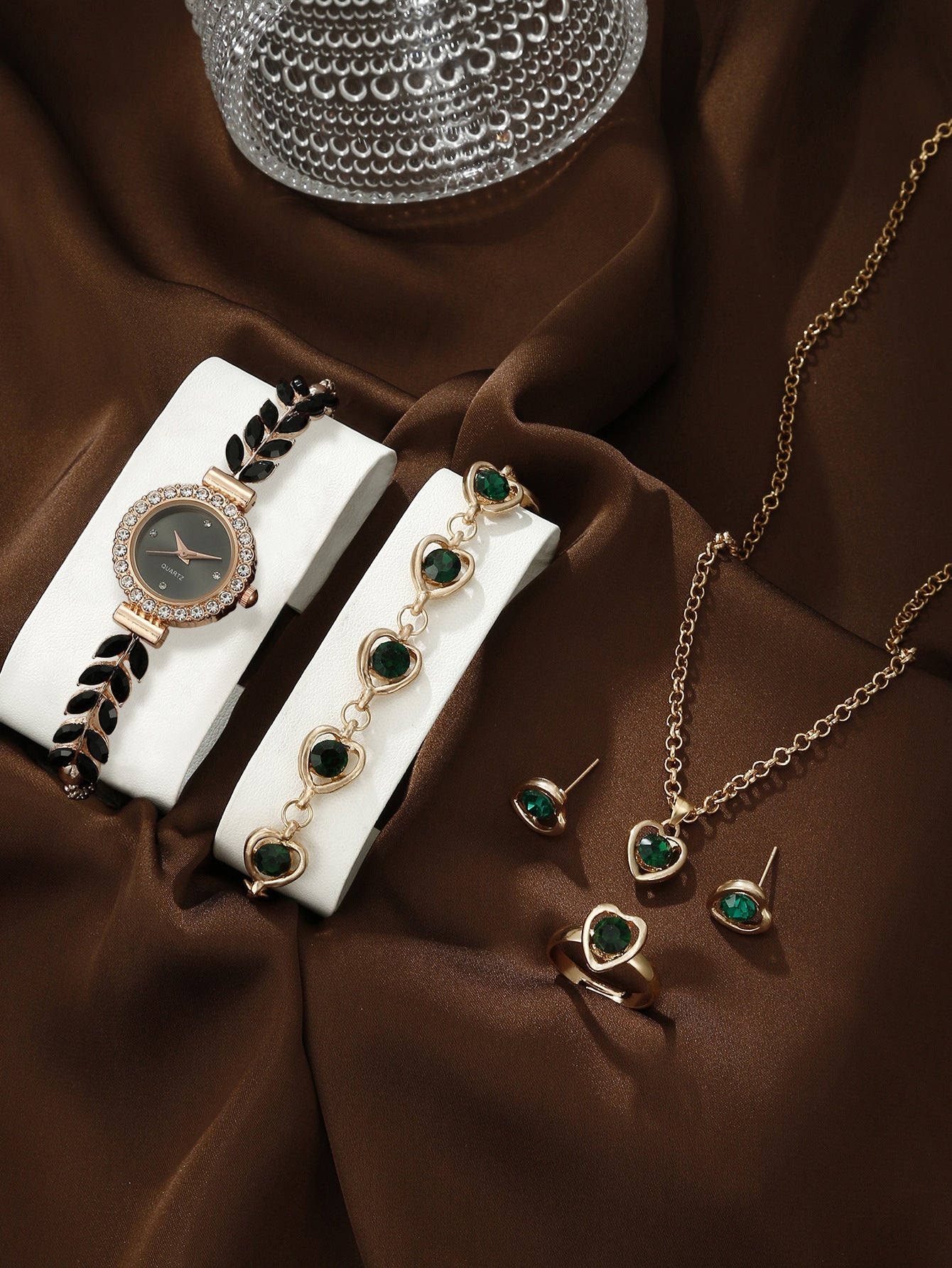 Quartz bracelet watch jewelry set