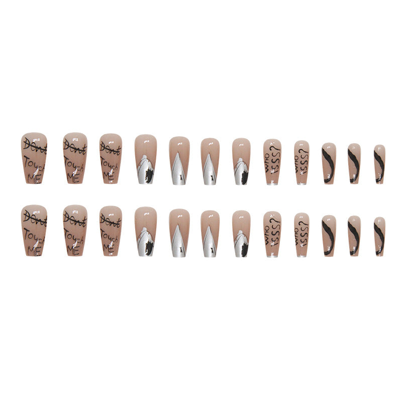 Ballet Medium-Length Graffiti Letter Fake Nails