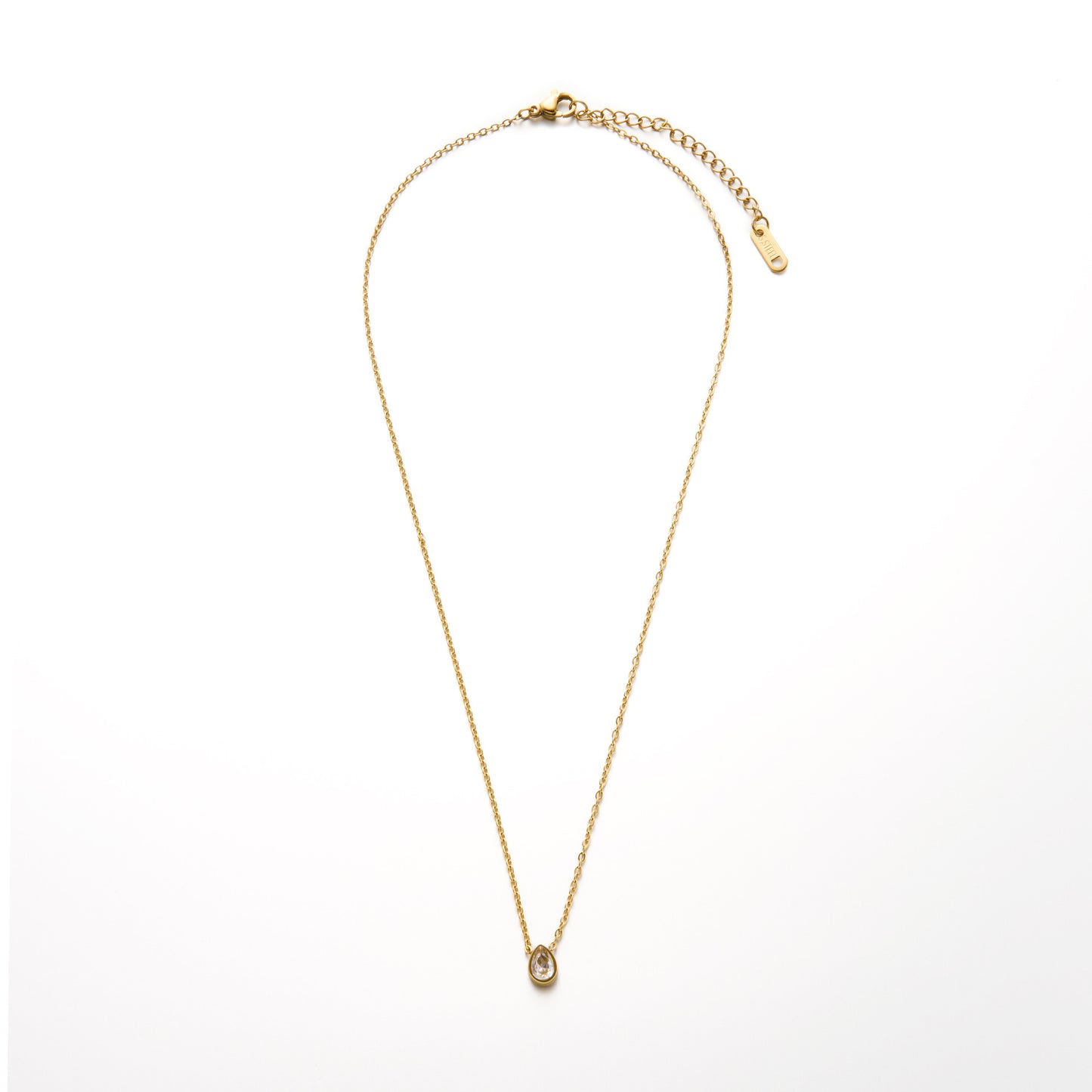 18K Gold Titanium Steel Diamond Drop Necklace
