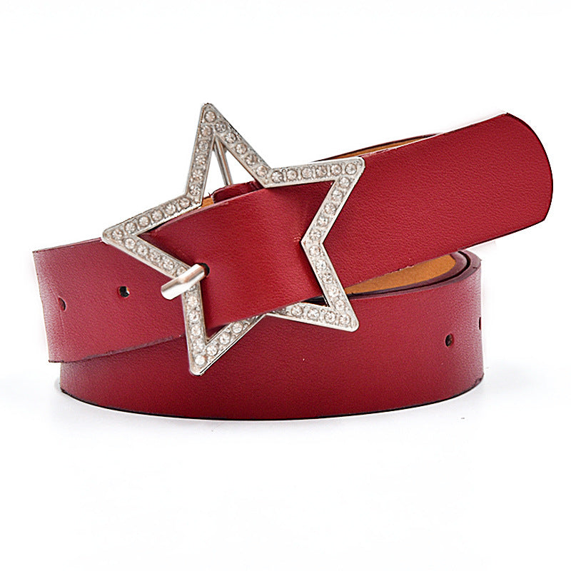 Pentagram Rhinestone Buckle Belt