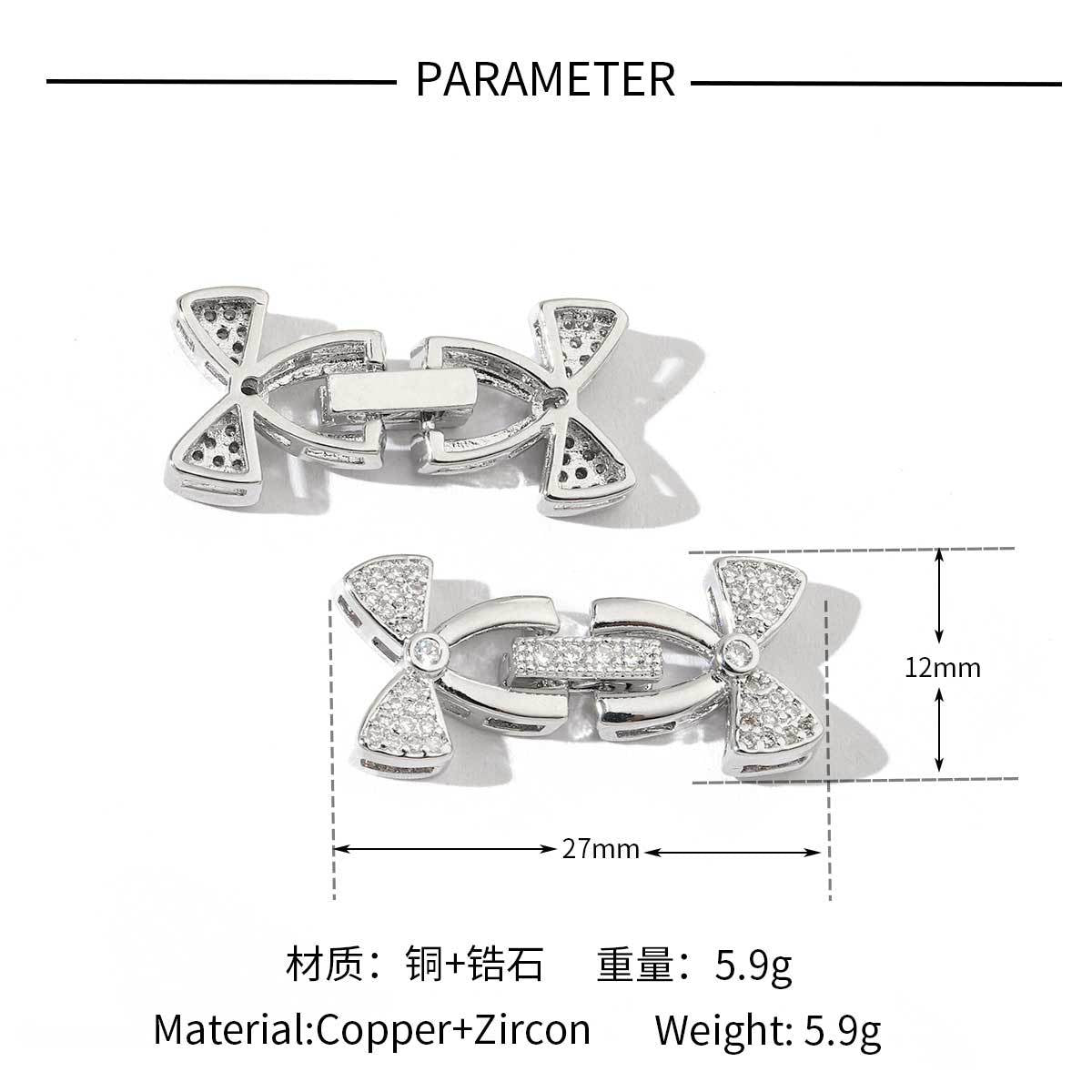 18K gold-coated rose copper zircon detachable connecting buckle