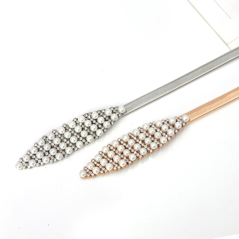 Rhinestone Pearl Decorative Belt Fashion