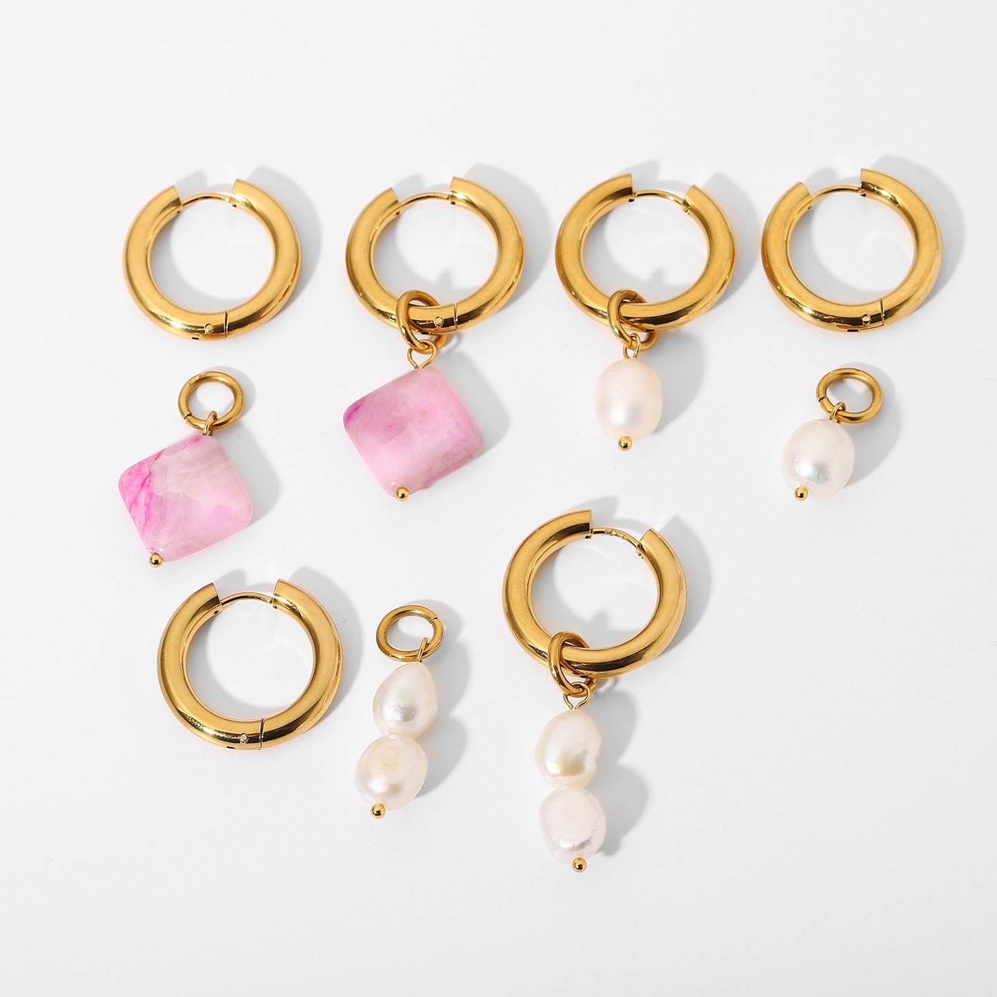 Stone pendant earrings