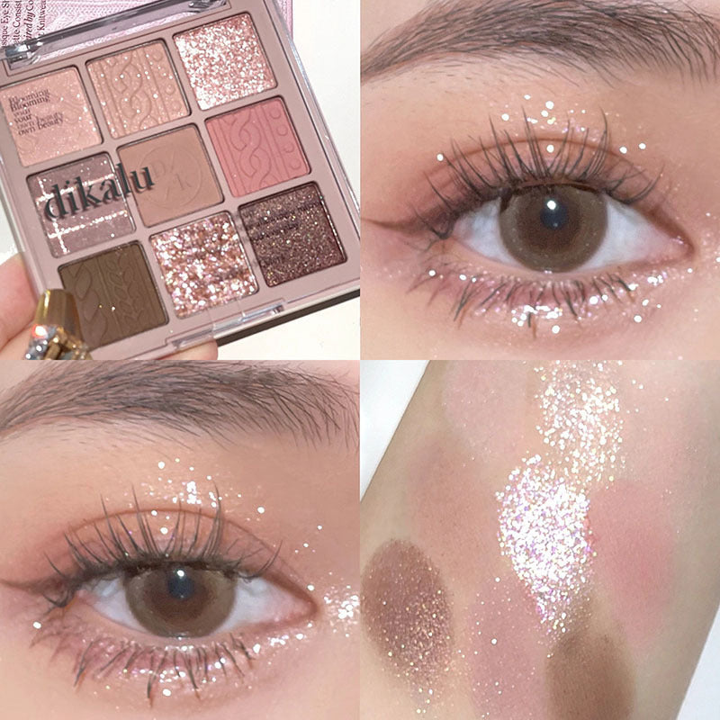 Paleta de sombras de ojos acrílicas transparentes de nueve colores
