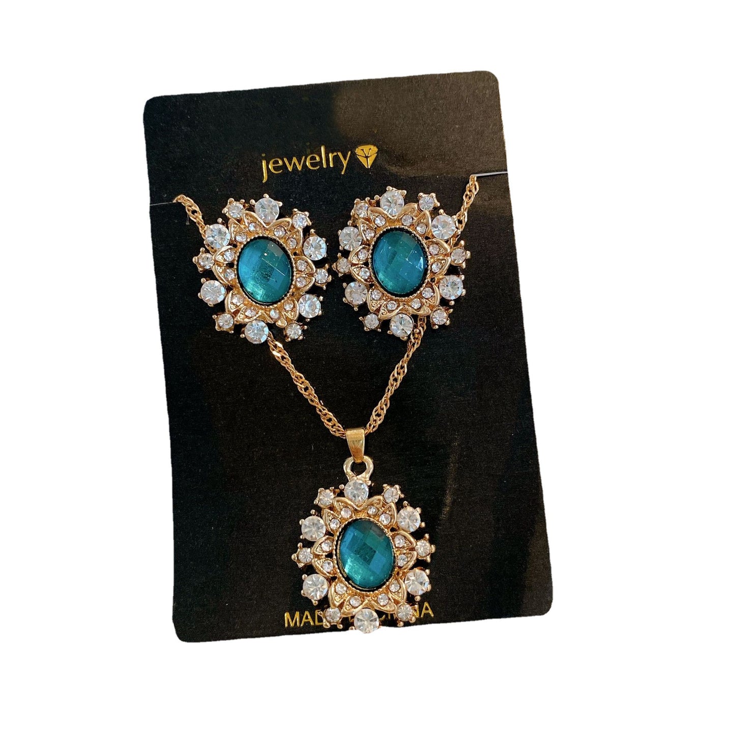 Conjunto de joyas de boda con collar y pendientes de diamantes