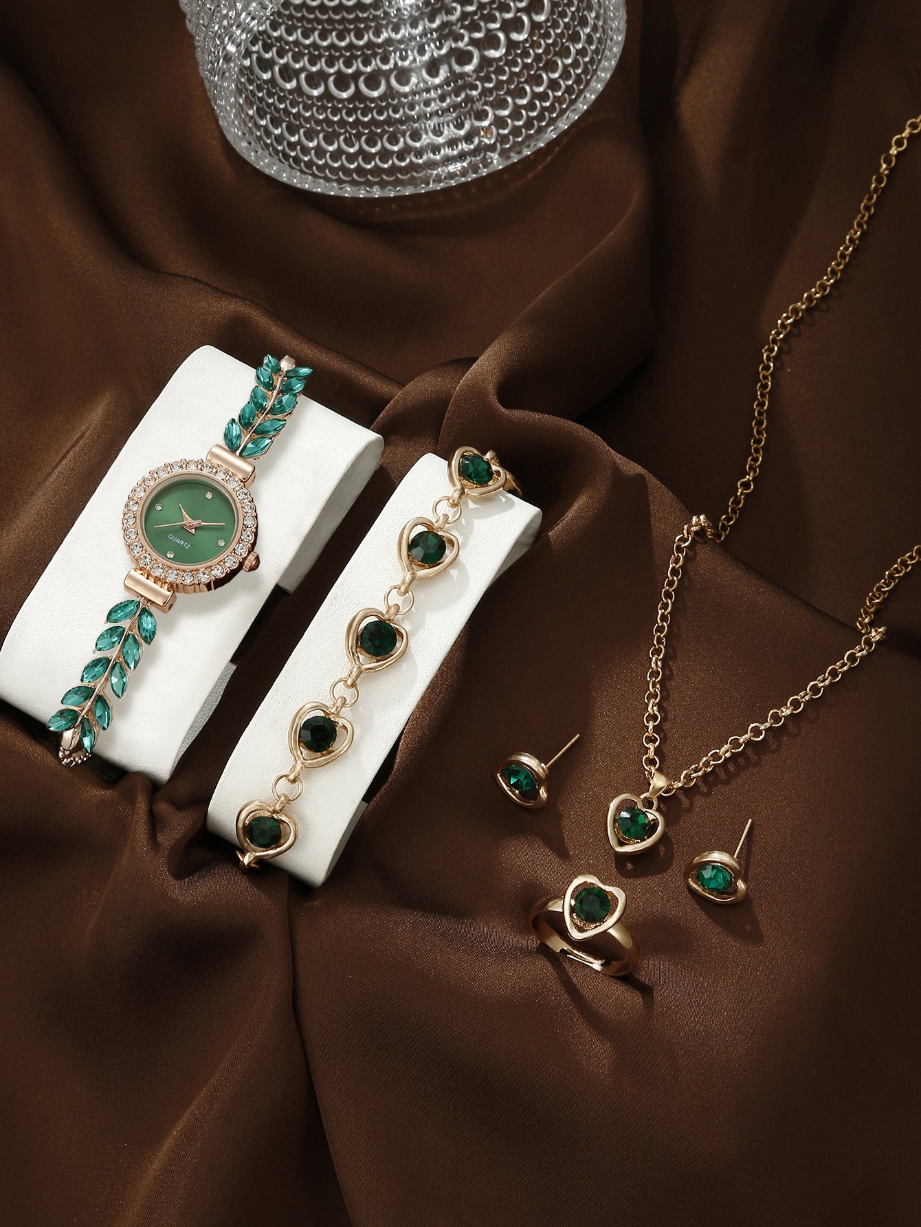 Quartz bracelet watch jewelry set