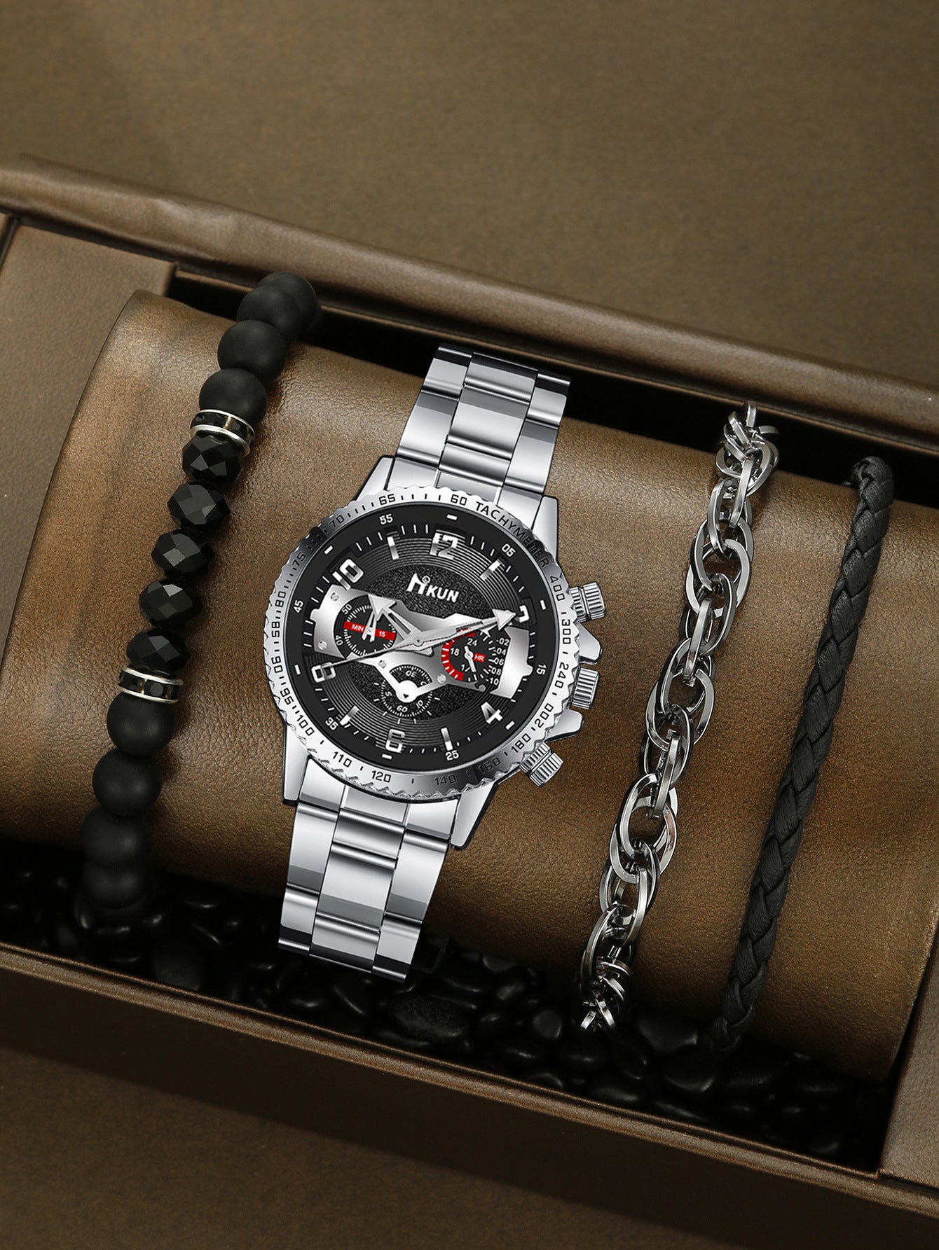 Men's Watch Punk Woven Bracelet Set