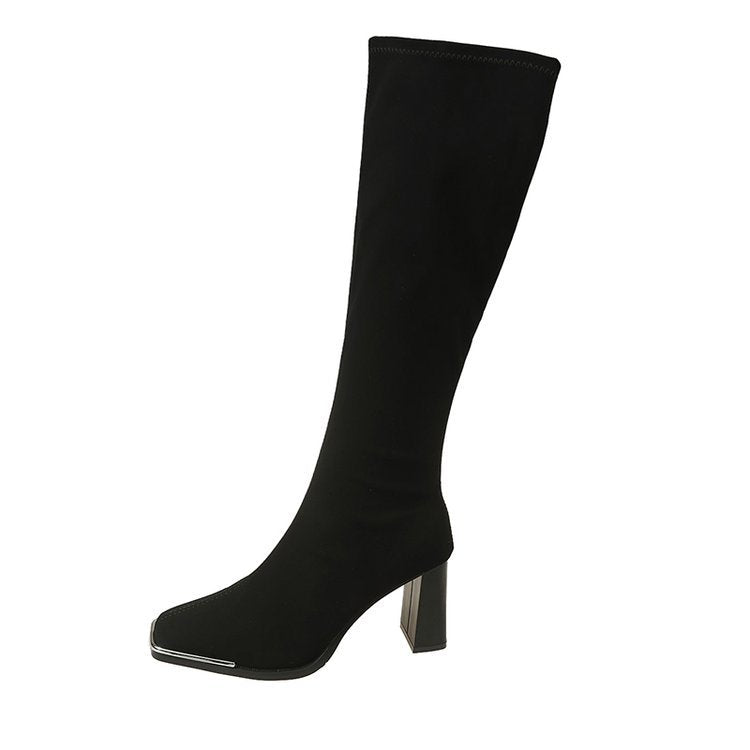 Square head fashion boots side zipper