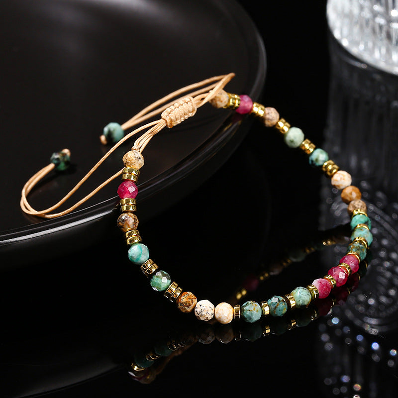Turquoise with chalcedony woven bracelet