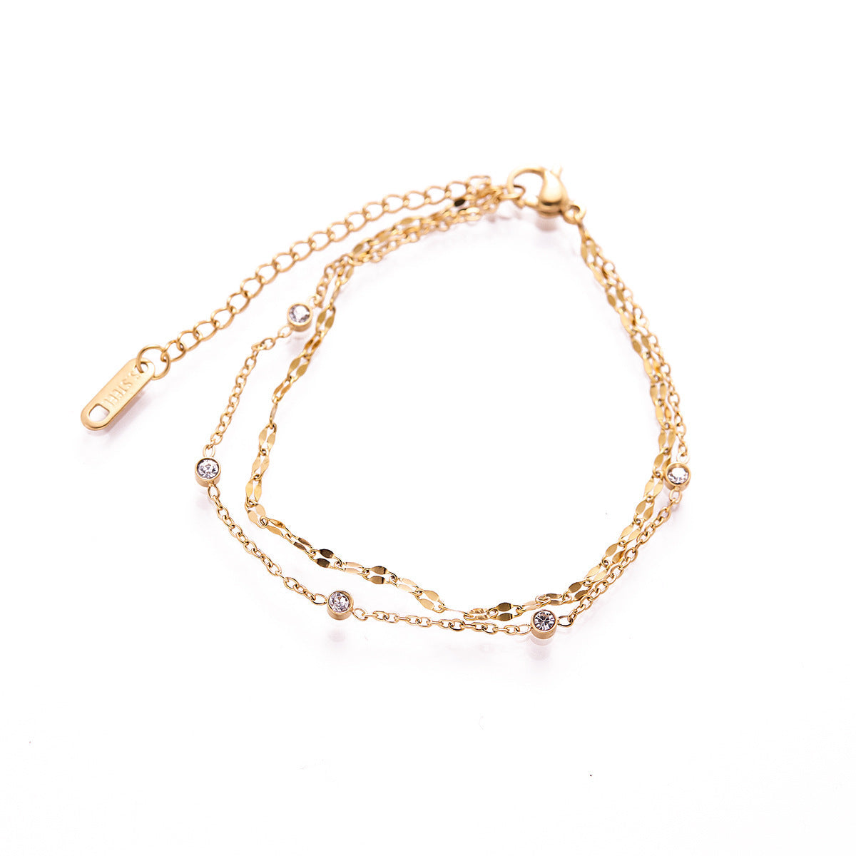 Women's Korean Double-Layer Diamond-Style Bracelet — 18K Gold-Plated, Water-Resistant