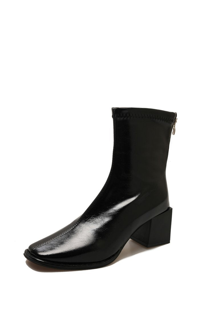 thick heel square boots