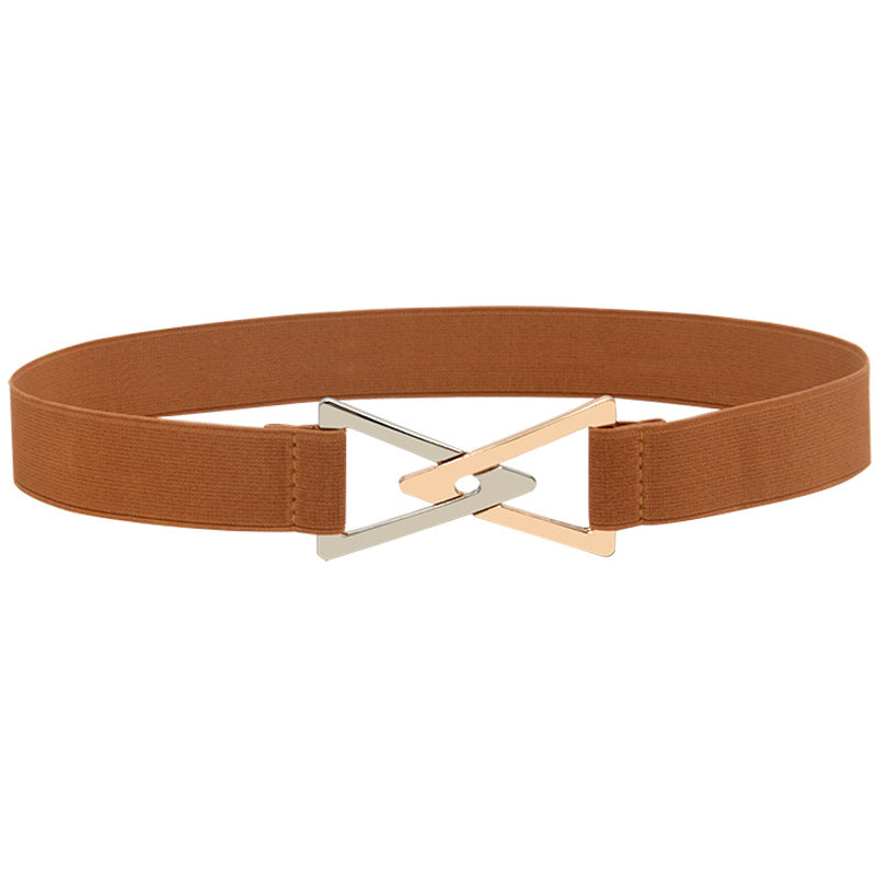 Pleated elastic thin belt ladies