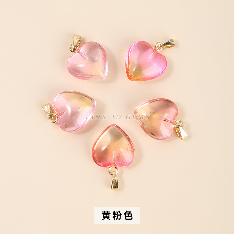 16Mm magic color glazed love-shaped glass pendant
