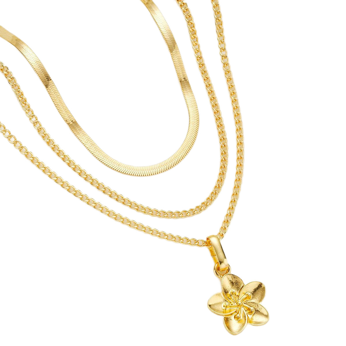 Triple-Layer Flower Pendant Necklace