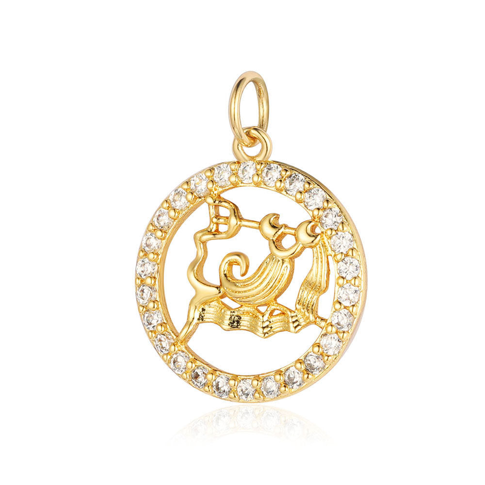 Twelve constellations copper zircon pendant DIY
