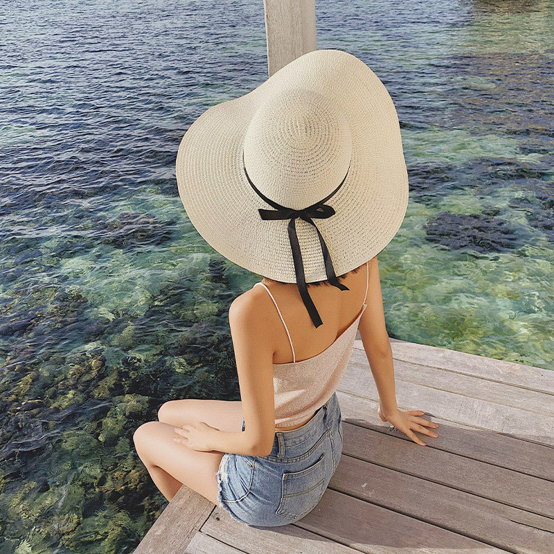 Sombrero de paja de ala ancha para playa y sol