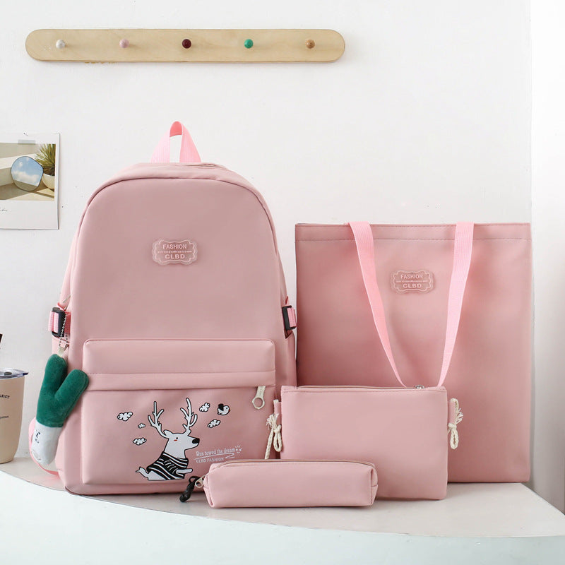Mochila para estudiantes, bolso escolar de dibujos animados, mochila determinada de 4 piezas