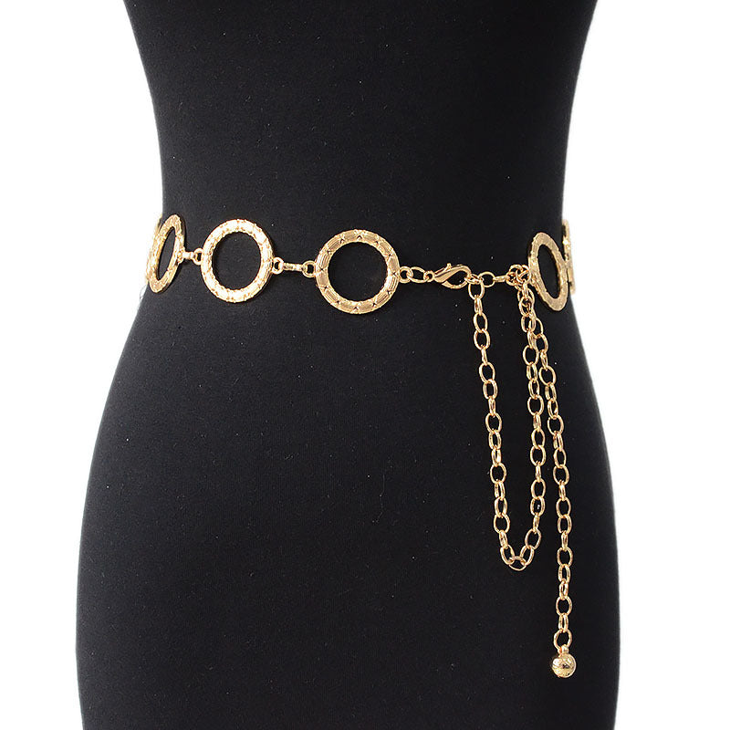 Pattern ring slim chain waist chain