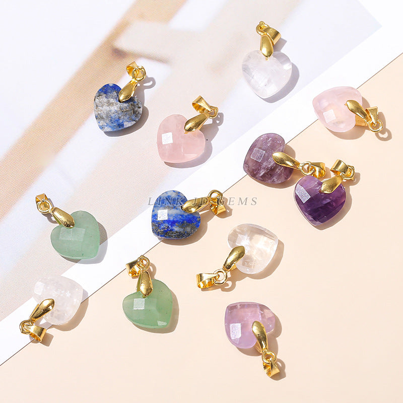 Colgante de corazón de amor tallado en cristal natural de 12 mm