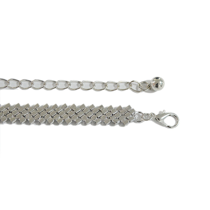 Rhinestone inlaid diamond strap with skirt