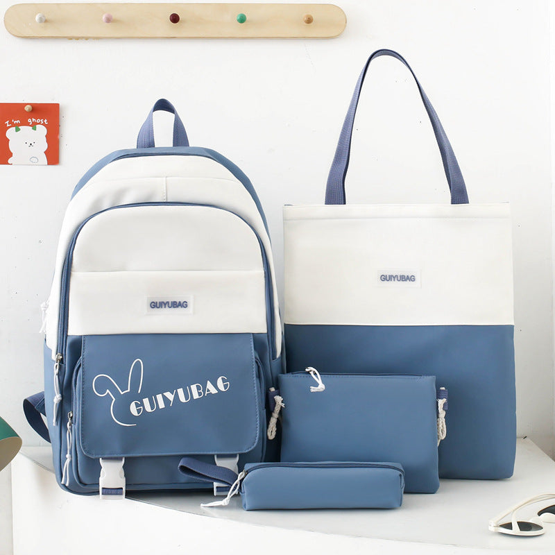 4-piece Korean style backpack for students