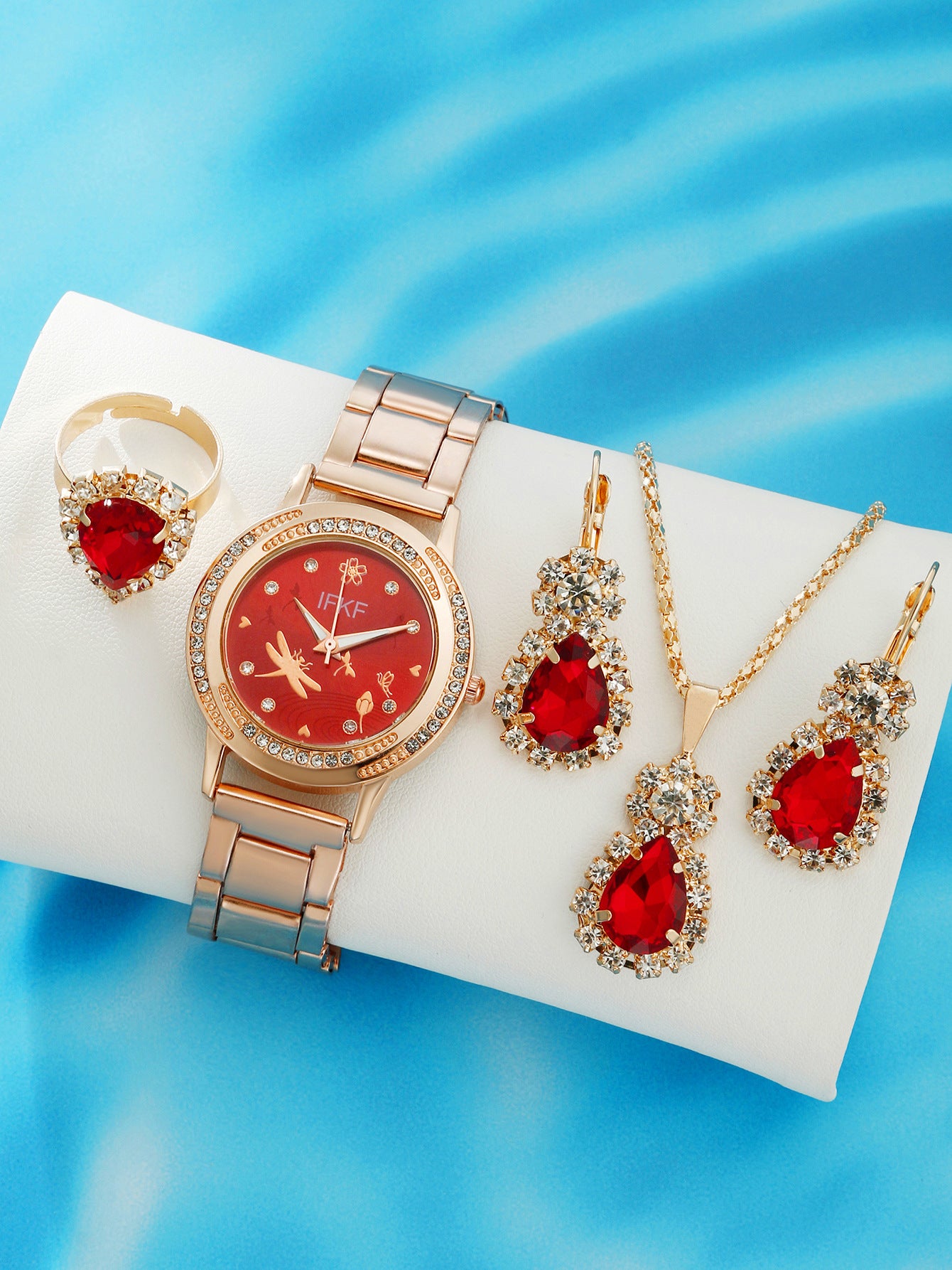 Water Drop Jewelry Set Quartz Watch