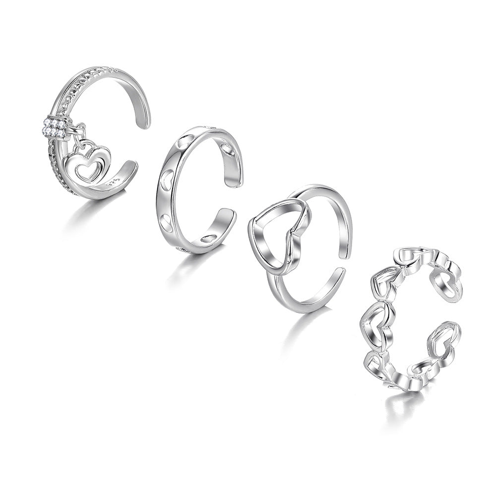 Hollow Heart Ring Set