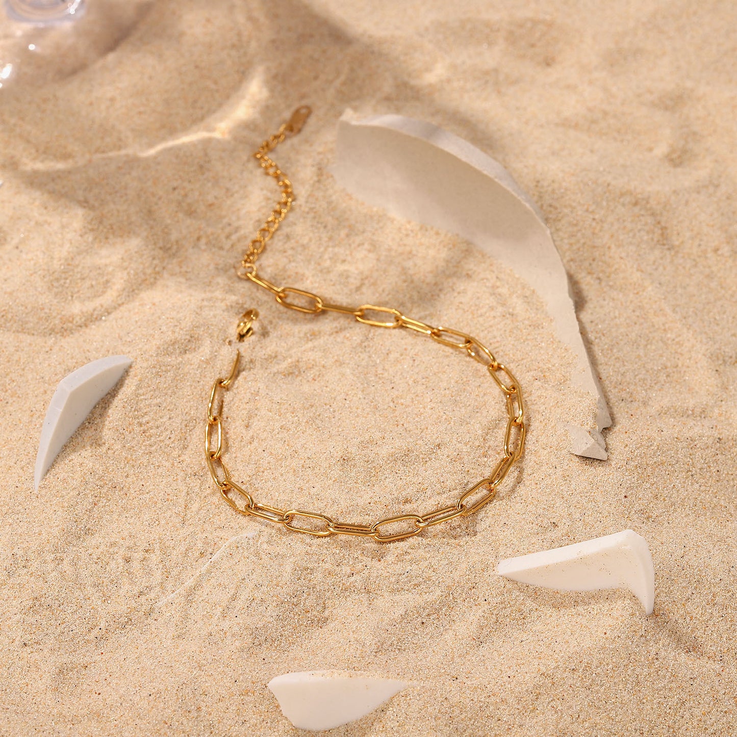 18K Gold Paper Clip Chain Anklet