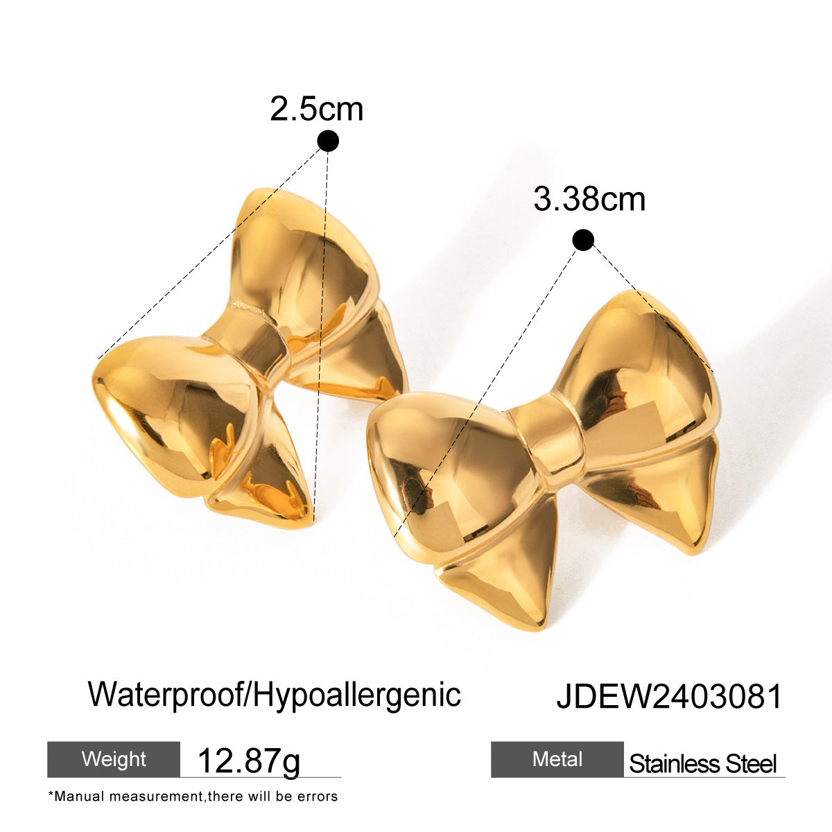 18k gold stainless steel butterfly earrings
