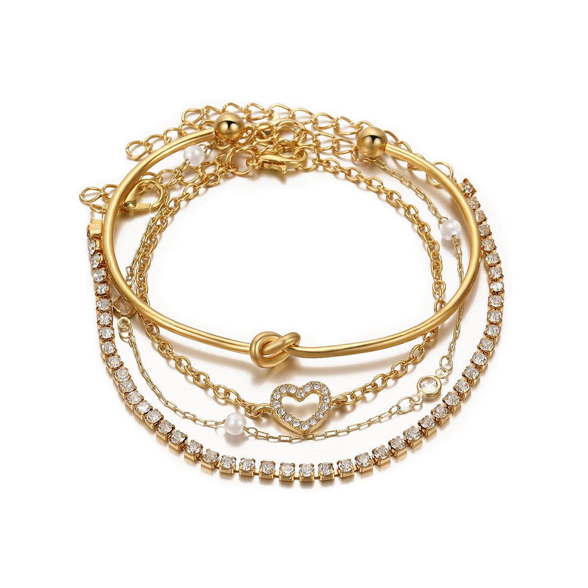 Diamond Love Bracelet Set (4-Piece)