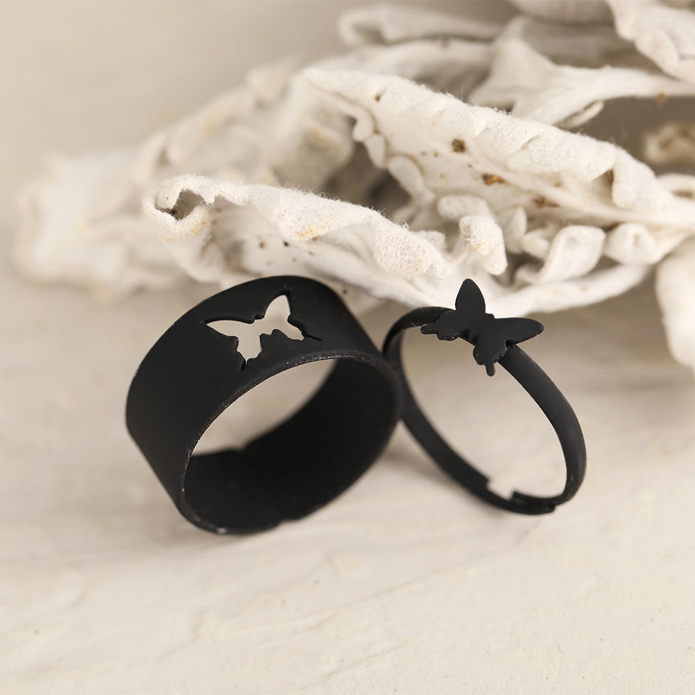Punk style couple ring set