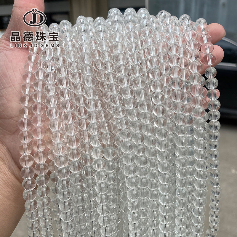 Perlas de vidrio blanco, perlas redondas, perlas sueltas de imitación de cristal blanco
